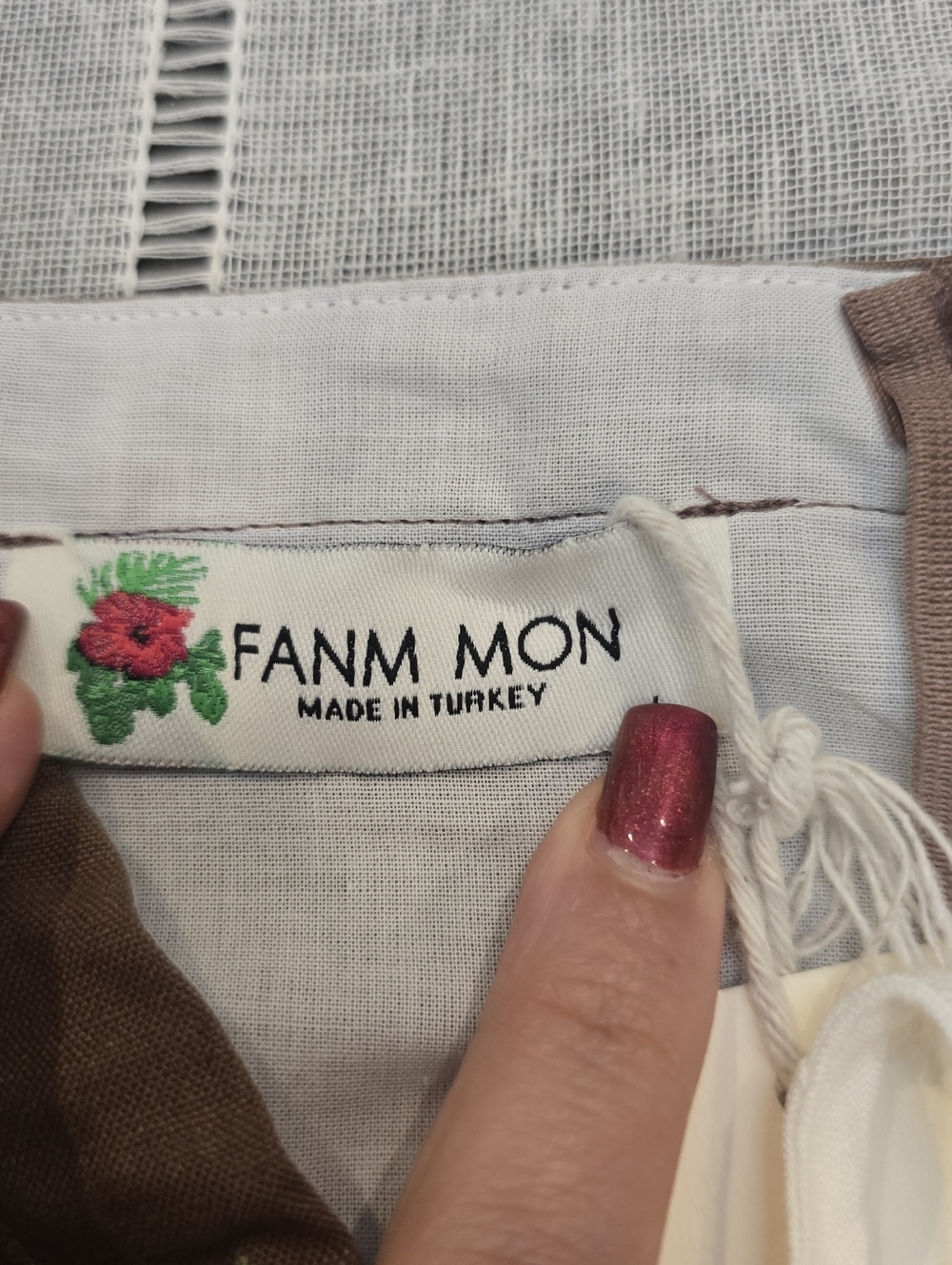 Fanm Mon Helaina Brown Floral Embroidered Sheath Peplum Mini Dress SZ L - NWT - Picture 6 of 14